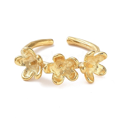 304 Stainless Steel Flower Open Cuff Ring Findings X-STAS-K263-04G-1