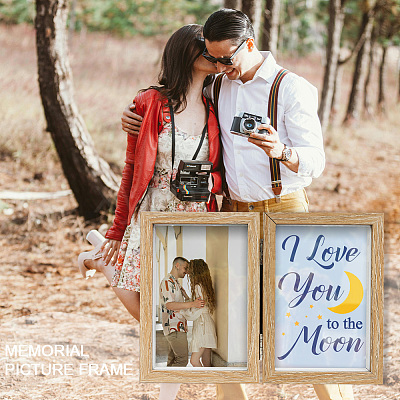 Word I Love You To The Moon Wood Picture Frames Box AJEW-FG0004-02C-1