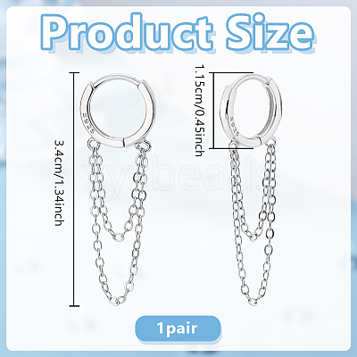 1Pair 925 Sterling Silver Hoop Earrings EJEW-UN0002-85P-1