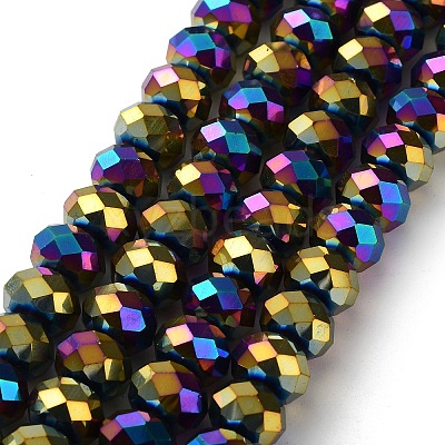 Electroplate Glass Beads Strands GR8X12MMY-M-1