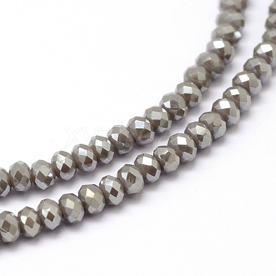 Faceted Rondelle Full Rainbow Plated Electroplate Glass Beads Strands X-EGLA-M004-2mm-A04-1
