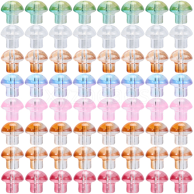 64Pcs 8 Colors Transparent Glass Beads GLAA-PA0001-24-1