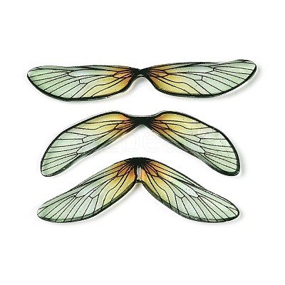 3Pcs Transparent Epoxy Resin Butterfly Wings Cabochons RESI-N045-11A-1