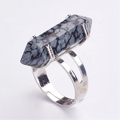 Natural Snowflake Obsidian Finger Rings RJEW-P120-A05-1