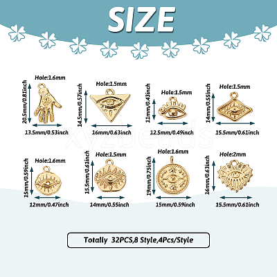 32Pcs 8 Style Alloy Pendants FIND-TA0002-10-1