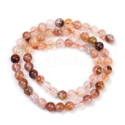 Natural Hematoid Quartz/Ferruginous Quartz Beads Strands G-U026-A09-6mm-1