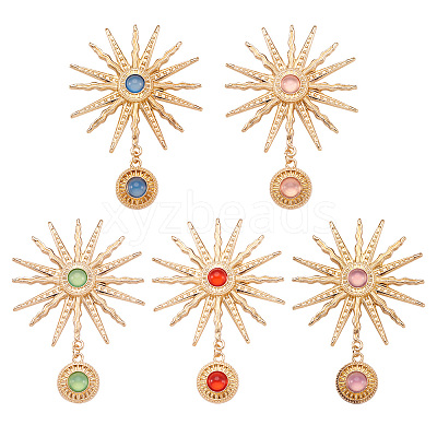 5Pcs 5 Colors Alloy with Resin Big Pendants FIND-TA0004-16-1