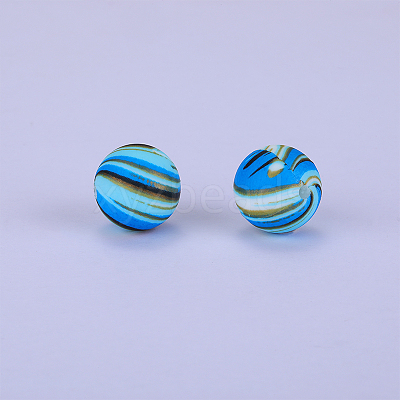 Printed Round Silicone Focal Beads SI-JX0056A-185-1