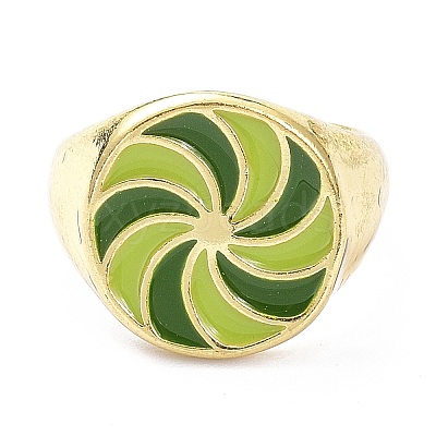Pinwheel Pattern Alloy Enamel Finger Rings RJEW-Z008-15LG-C-1