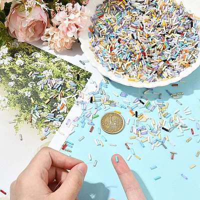 50G Baking Paint Glass Twisted Bugle Beads GLAA-SZ0002-06-1