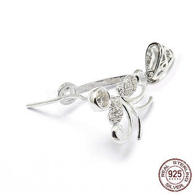 Anti-Tarnish Rhodium Plated 925 Sterling Silver Micro Pave Cubic Zirconia Pendant Bails X-STER-P034-56P-1
