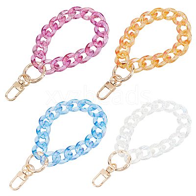 4Pcs 4 Colors Transparent Resin Curb Chain Bag Strap FIND-WR0003-97-1