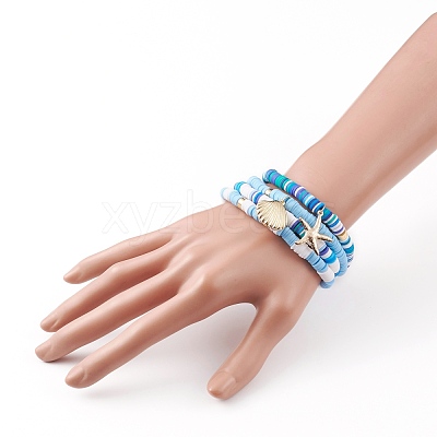 4Pcs 4 Styles Polymer Clay Heishi Beads Stretch Bracelets Sets BJEW-JB05908-1