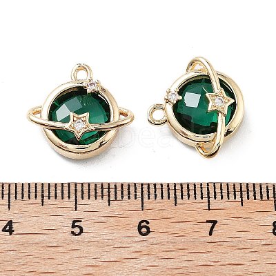 Rack Plating Brass Micro Pave Cubic Zirconia Pendants KK-M013-05G-1