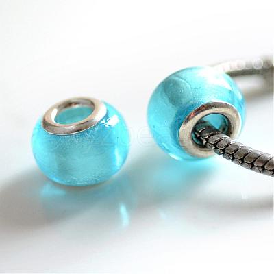 Handmade Silver Foil Glass European Beads LPDL-R008-03-1