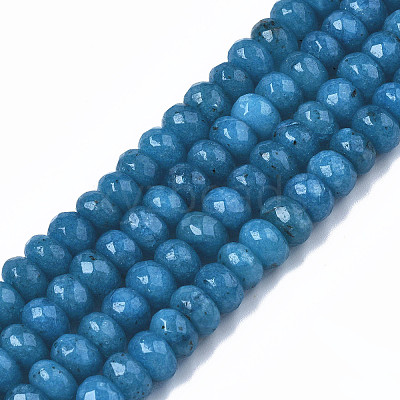 Faceted Rondelle Dyed Natural White Jade Bead Strands X-G-R343-6x8-02-1