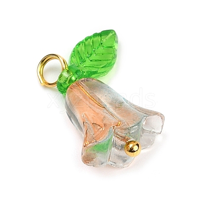 8Pcs 8 Colors Glass Pendants PALLOY-JF03533-01-1