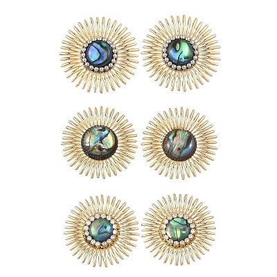 Paua Shell & Brass Stud Earrings for Women EJEW-JE07473-1