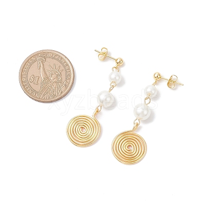 Glass Pearl Dangle Stud Earrings EJEW-JE06543-03-1