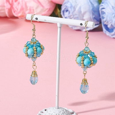 Synthetic Turquoise Dangle Earrings EJEW-MZ00669-03-1