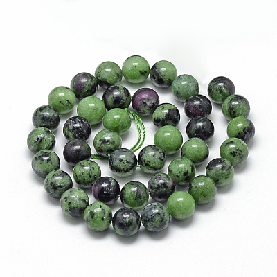 Natural Ruby in Zoisite Beads Strands G-R446-10mm-25-1