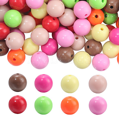120Pcs 8 Colors Opaque Acrylic Beads MACR-PA0001-10-1