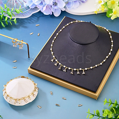 10Pcs Brass Pave Cubic Zirconia Rectangle Charms KK-TADJ0001-29-1