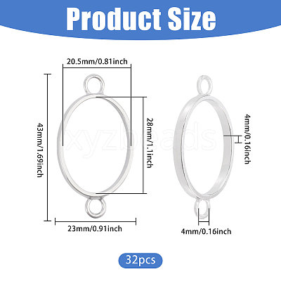 32Pcs Alloy Oval Open Back Bezel Connector Charms FIND-CA0011-77P-1
