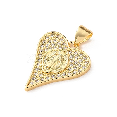 Brass Micro Pave Clear Cubic Zirconia Pendants CU-CBA03AF-09C-G-1
