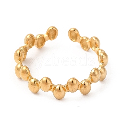 Ion Plating(IP) 304 Stainless Steel Oval Wrap Open Cuff Ring for Women RJEW-E063-15G-02-1