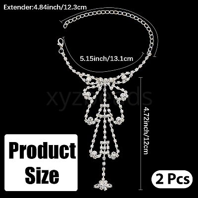 2Pcs Crystal Rhinestone Tennis Ring Bracelet BJEW-CN0001-17C-1