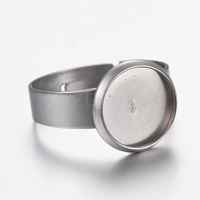 Tarnish Resistant Adjustable 304 Stainless Steel Finger Rings Components STAS-G187-01P-10mm-1