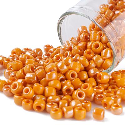 6/0 Opaque Colors Lustered Round Glass Seed Beads X-SEED-A012-4mm-130-1