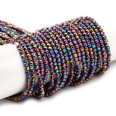 Electroplate Glass Beads Strands GLAA-H021-01B-FP13-1