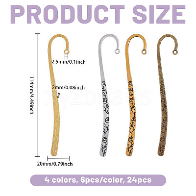 24Pcs 4 Colors Alloy Bookmark Findings FIND-GL0002-28-1