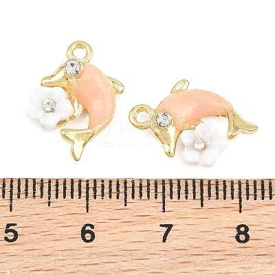 Alloy with Pink Enamel Pendants RB-CBA1FD3-22G-01-1