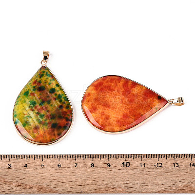 Brass Pave Dyed Natural Agate Big Pendants G-T139-96-1