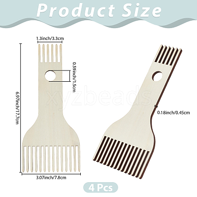 4Pcs Plywood Wooden Yarn Comb TOOL-CY0001-04-1