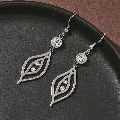304 Stainless Steel Leaf Dangle Earrings Hand Polished EJEW-Z129-13P-1