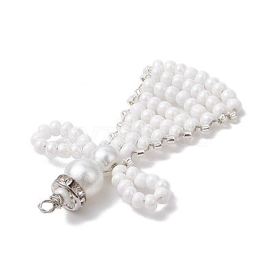 Baking Glass Pearl & Seed Beads Pendants PALLOY-MZ00368-02-1