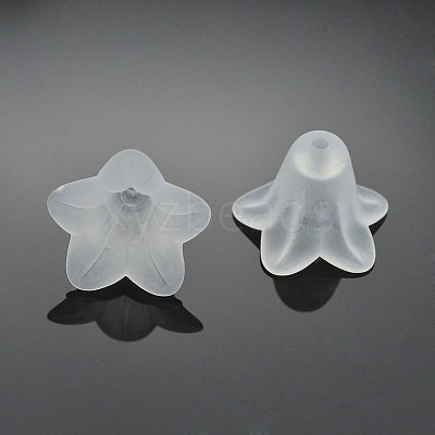 White Frosted Transparent Acrylic Flower Beads X-PLF018-01-1
