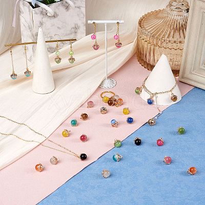 10Pcs Gemstone Charm Pendant Crystal Quartz Healing Natural Stone Pendants Buckle for Jewelry Necklace Earring Making Cra JX599G-1