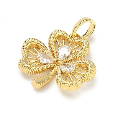 Brass Micro Pave Clear Cubic Zirconia Pendants KK-B171-03G-01-1