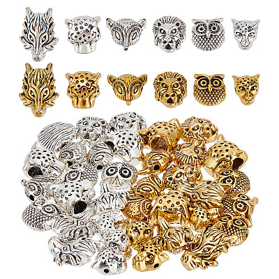 48Pcs 12 Styles Tibetan Style Alloy Beads FIND-DR0001-22-1