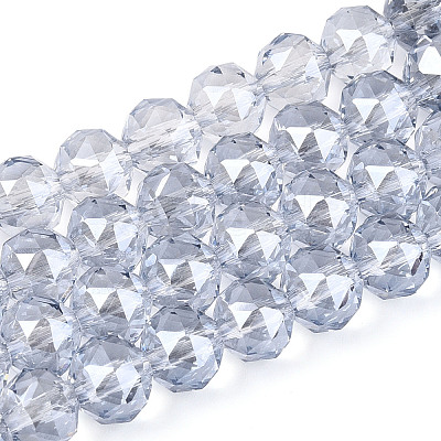 Electroplate Transparent Glass Round Beads Strands EGLA-T029-8mm-12T-07-1