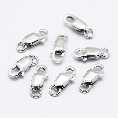 Anti-Tarnish Rhodium Plated 925 Sterling Silver Lobster Claw Clasps STER-K167-075C-P-1