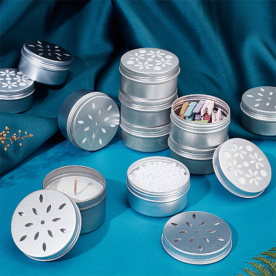 12Pcs 2 Styles Aluminium Shallow Round Candle Tins AJEW-PH0006-30-1