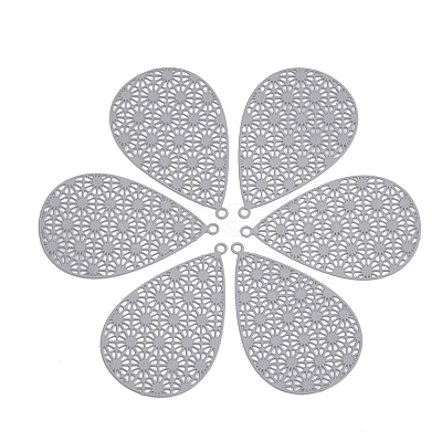 430 Stainless Steel Filigree Pendants STAS-S108-25A-01-1