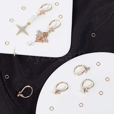 6Pcs Brass Cubic Zirconia Leverback Earring Findings KK-CN0002-11-1