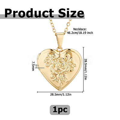 304 Stainless Steel Heart Locket Pendant Necklaces for Photo NJEW-WH0020-97D-1